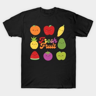 Happy Kawaii Fruit Shirt Cute Apple Banana Orange Watermelon Grape T-Shirt